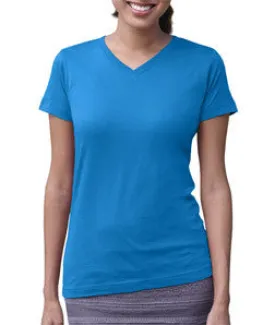 3507 LA T Ladies V-Neck Longer Length T-Shirt Cobalt Blue