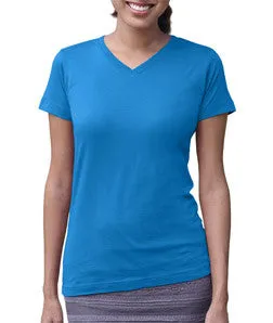 3507 LA T Ladies V-Neck Longer Length T-Shirt Cobalt Blue