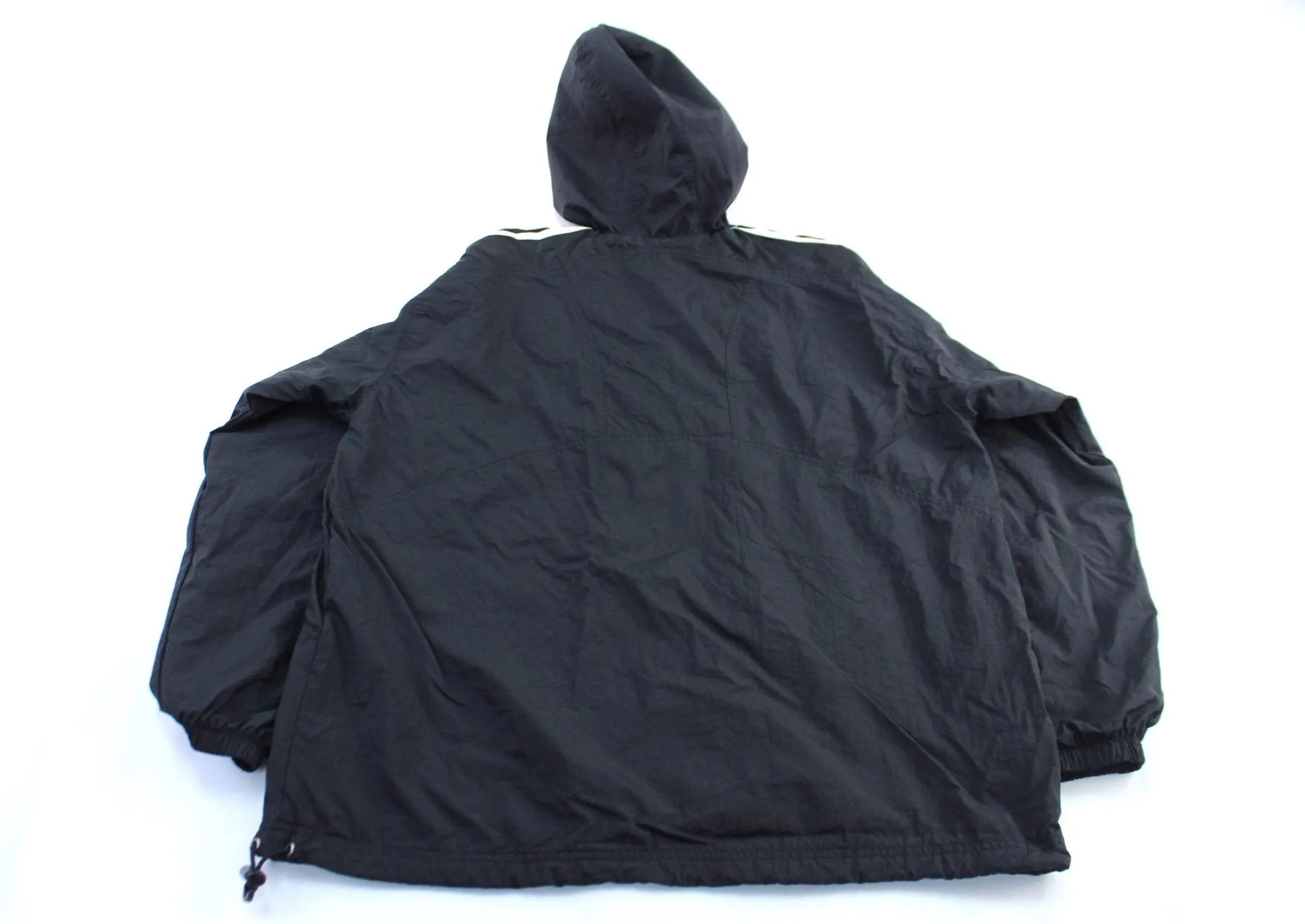 90's Adidas Embroidered Logo Black & White Striped Zip Up Jacket
