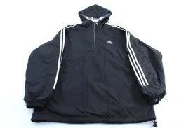 90's Adidas Embroidered Logo Black & White Striped Zip Up Jacket