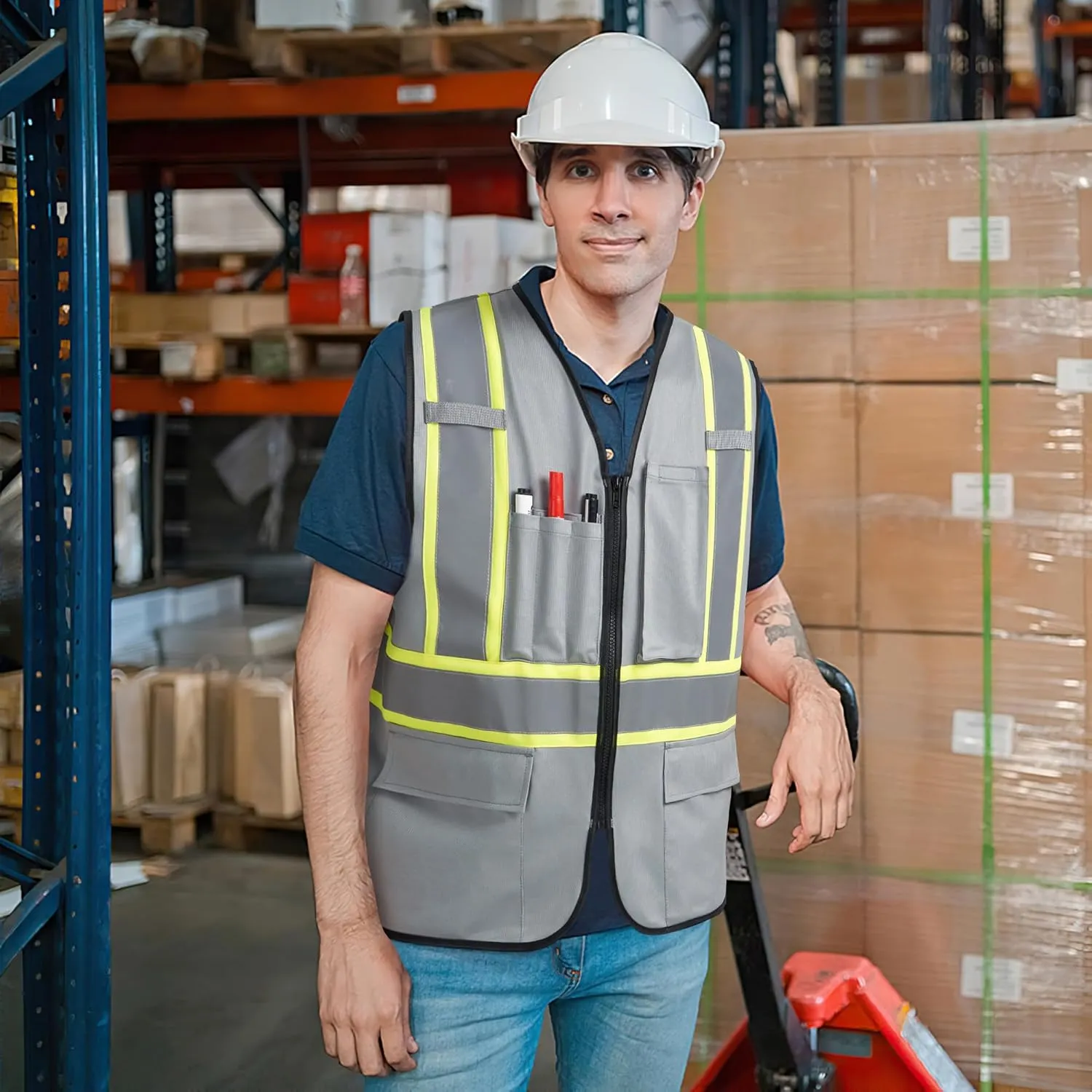 A-KSAFETY High Visibility Security Vest for Security Guards, Safety Workers, Construction & Men's Work