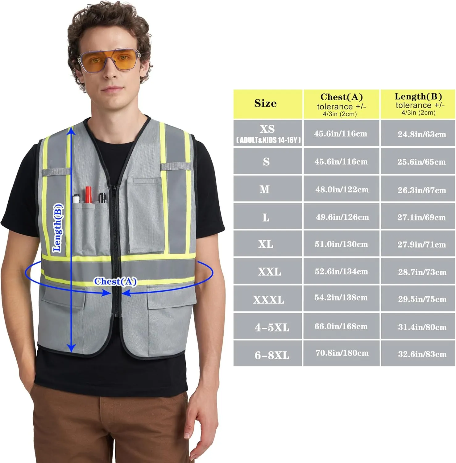A-KSAFETY High Visibility Security Vest for Security Guards, Safety Workers, Construction & Men's Work