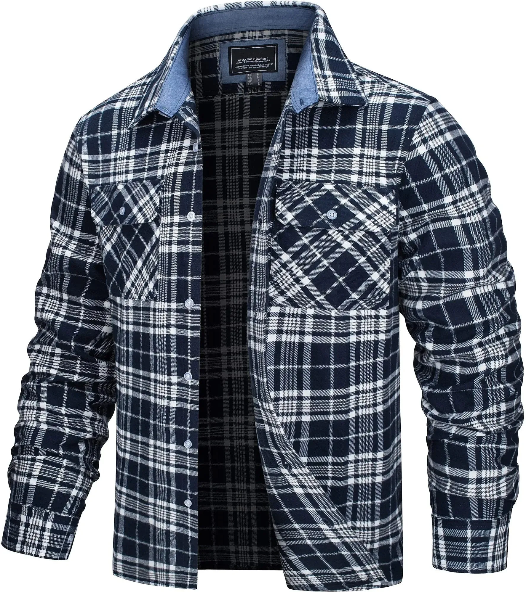 Angelo Ricci™ Button Down Cotton Plaid Flannel Lumberjack Shirt