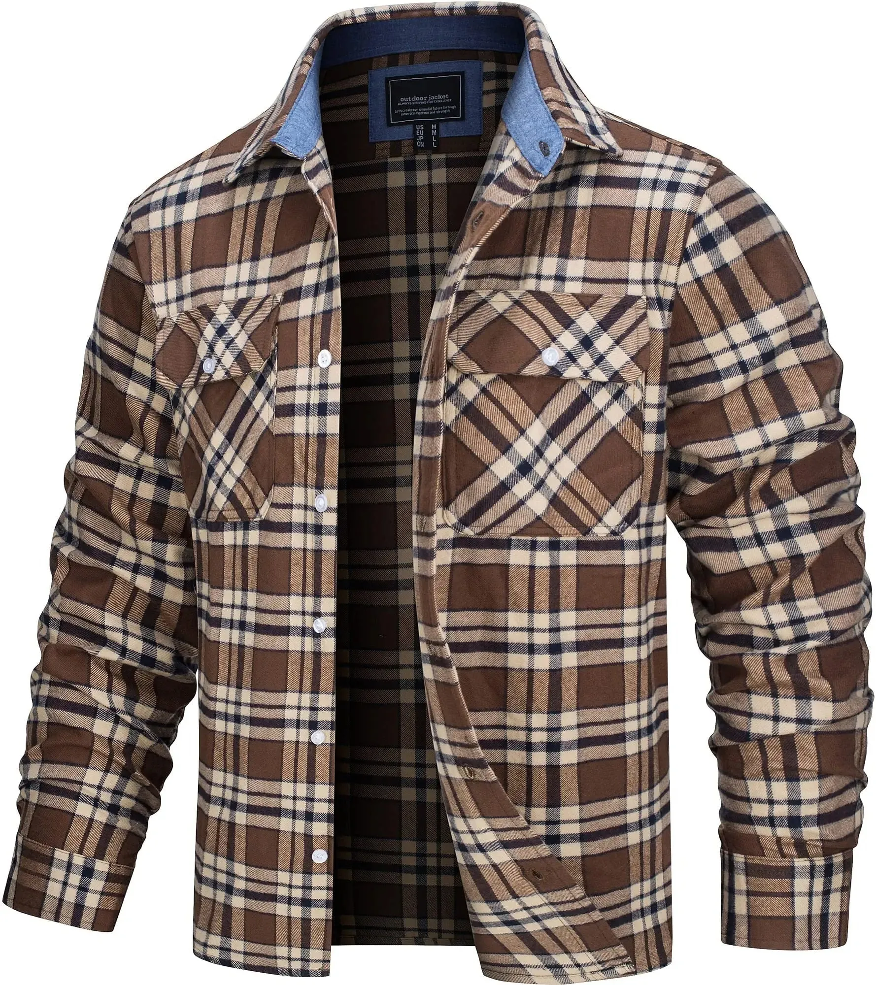 Angelo Ricci™ Button Down Cotton Plaid Flannel Lumberjack Shirt