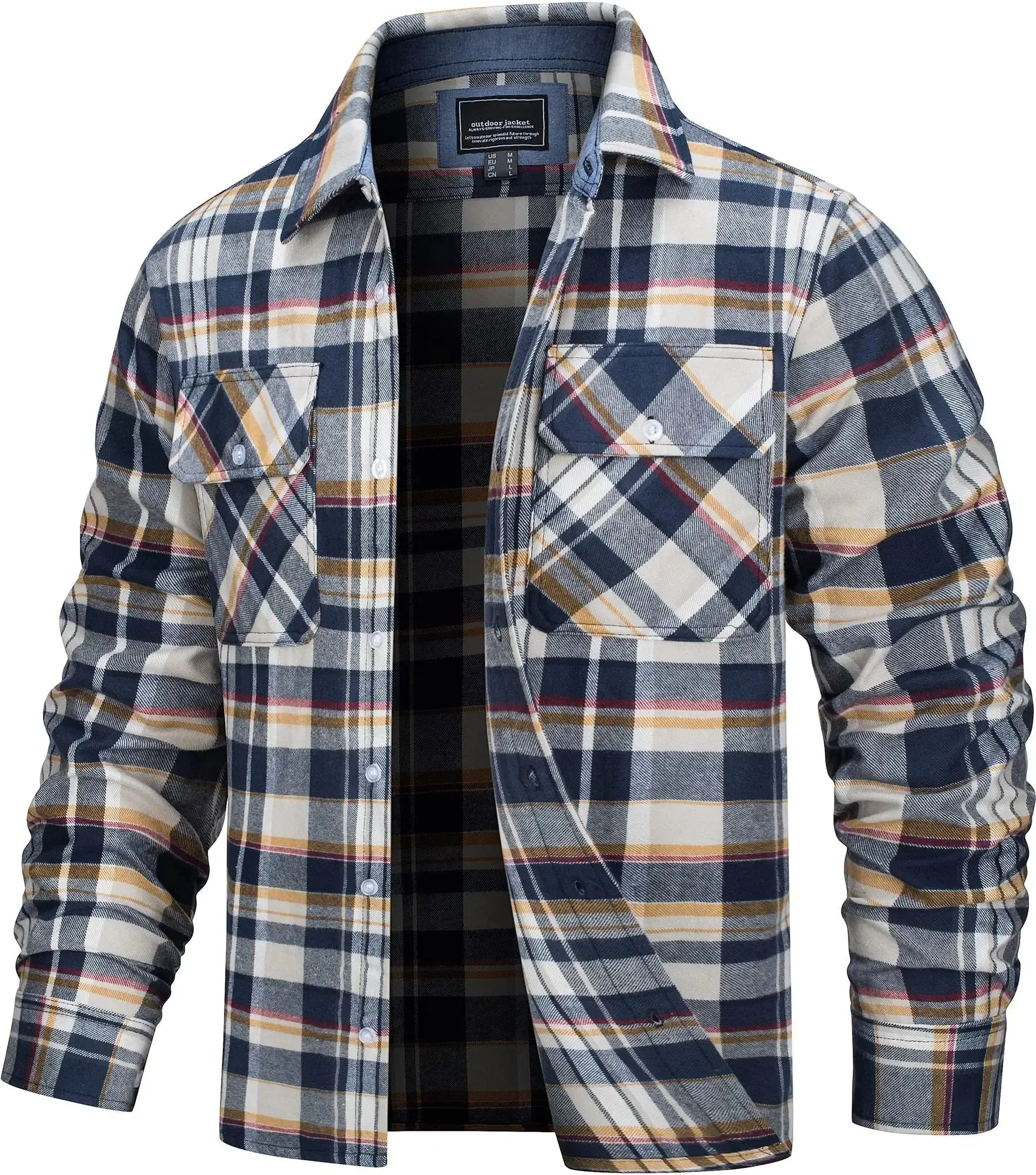 Angelo Ricci™ Button Down Cotton Plaid Flannel Lumberjack Shirt