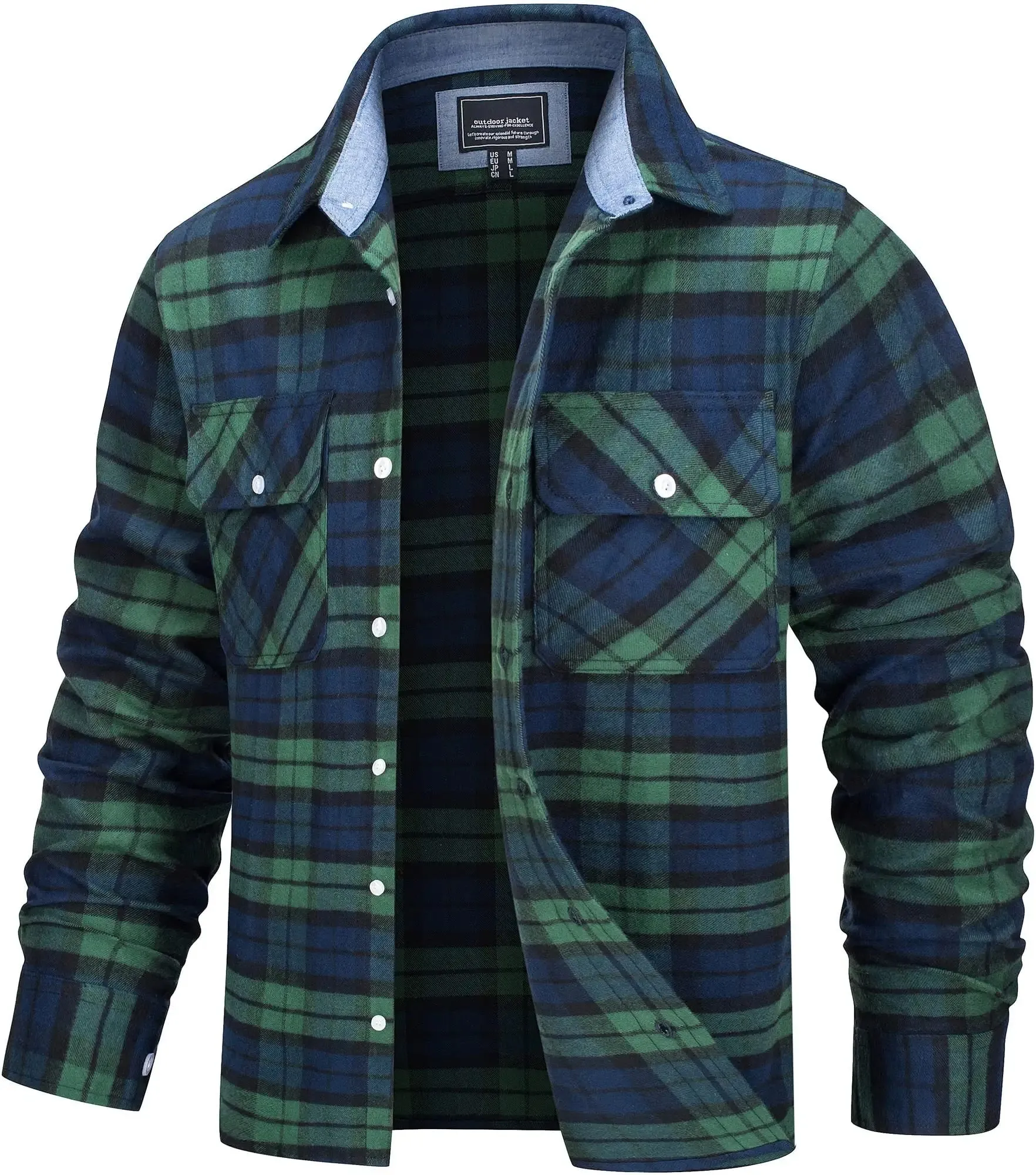 Angelo Ricci™ Button Down Cotton Plaid Flannel Lumberjack Shirt