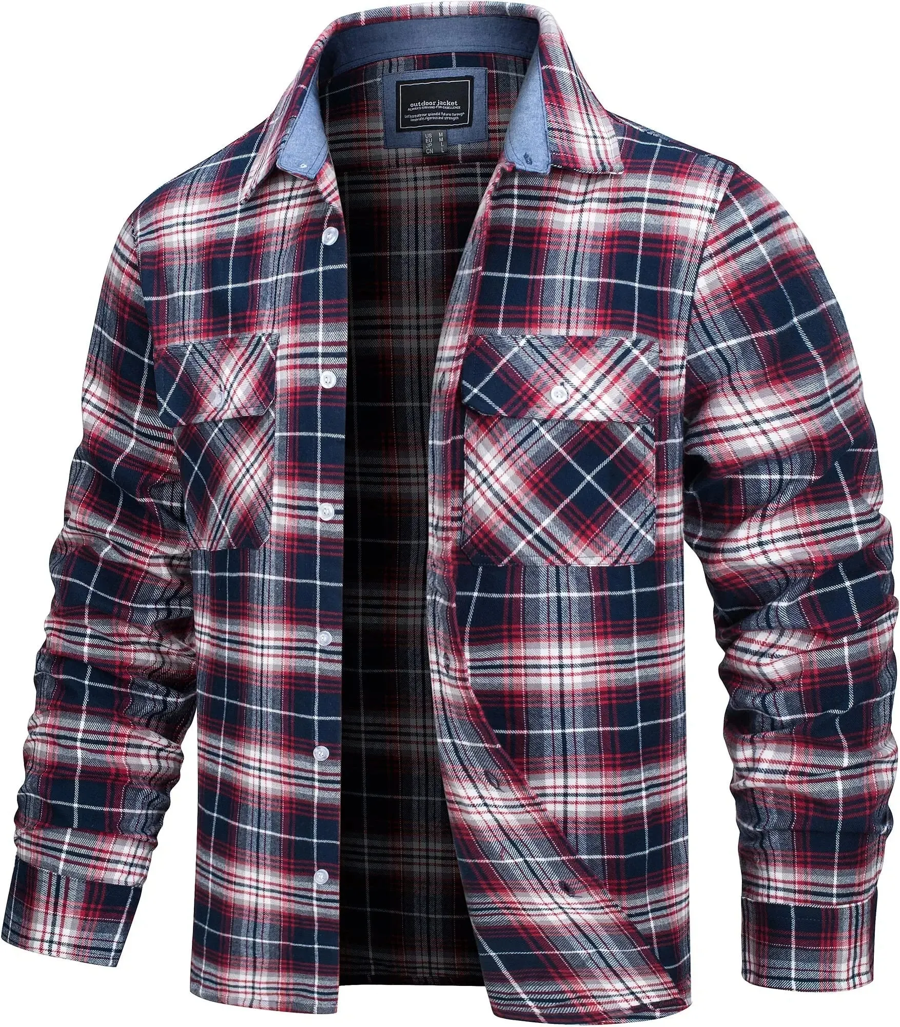 Angelo Ricci™ Button Down Cotton Plaid Flannel Lumberjack Shirt