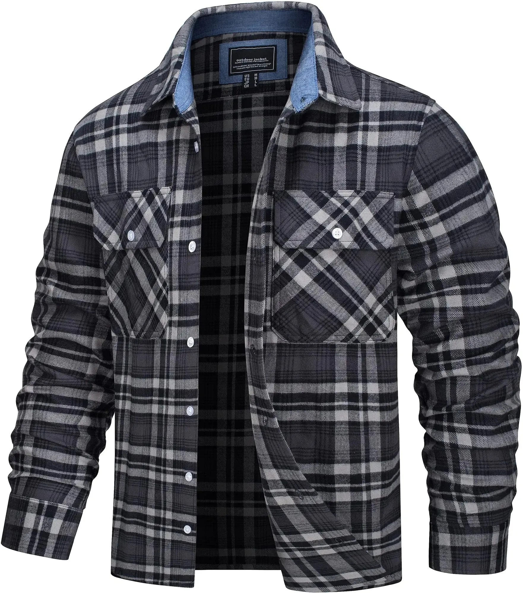 Angelo Ricci™ Button Down Cotton Plaid Flannel Lumberjack Shirt