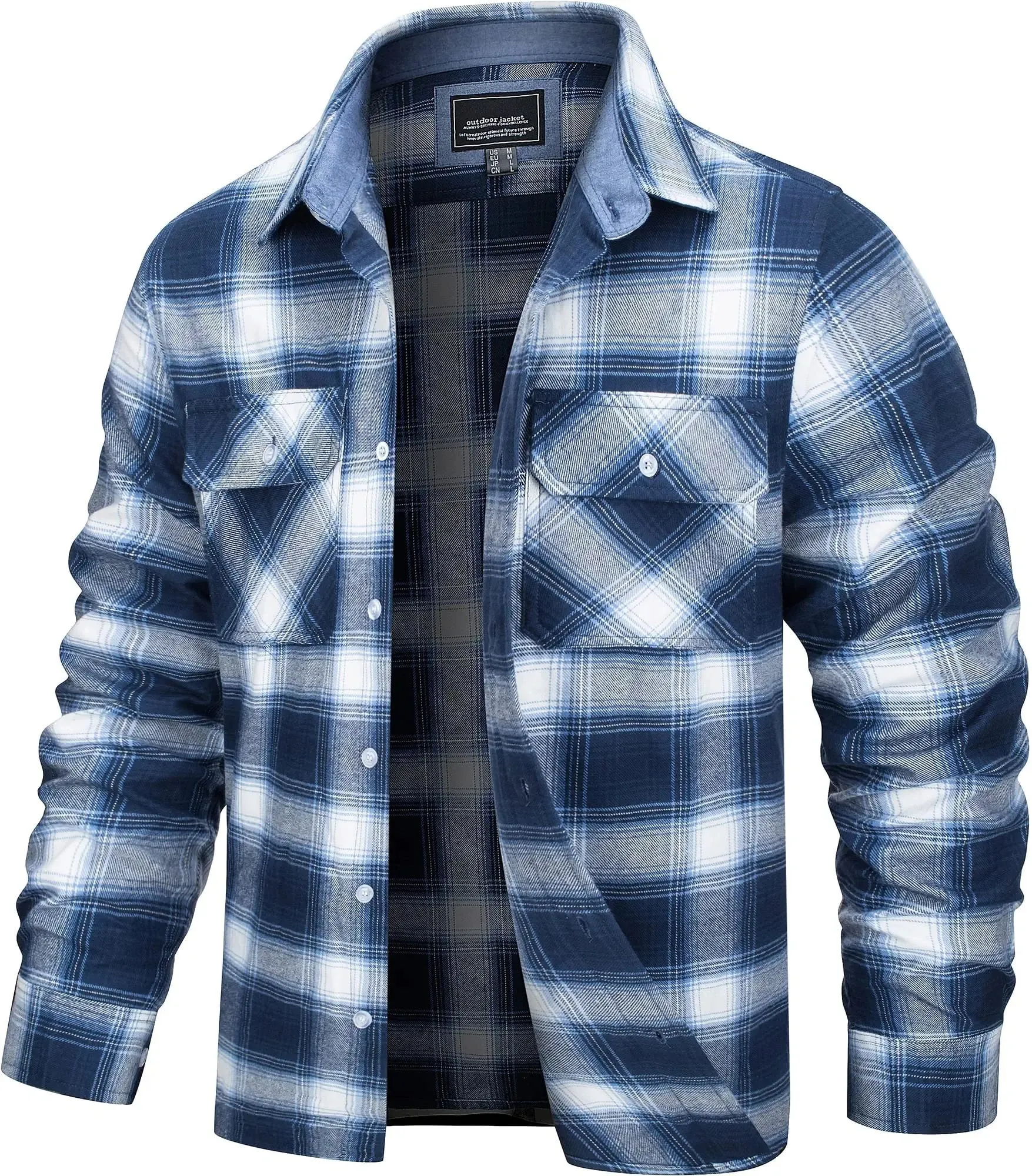 Angelo Ricci™ Button Down Cotton Plaid Flannel Lumberjack Shirt