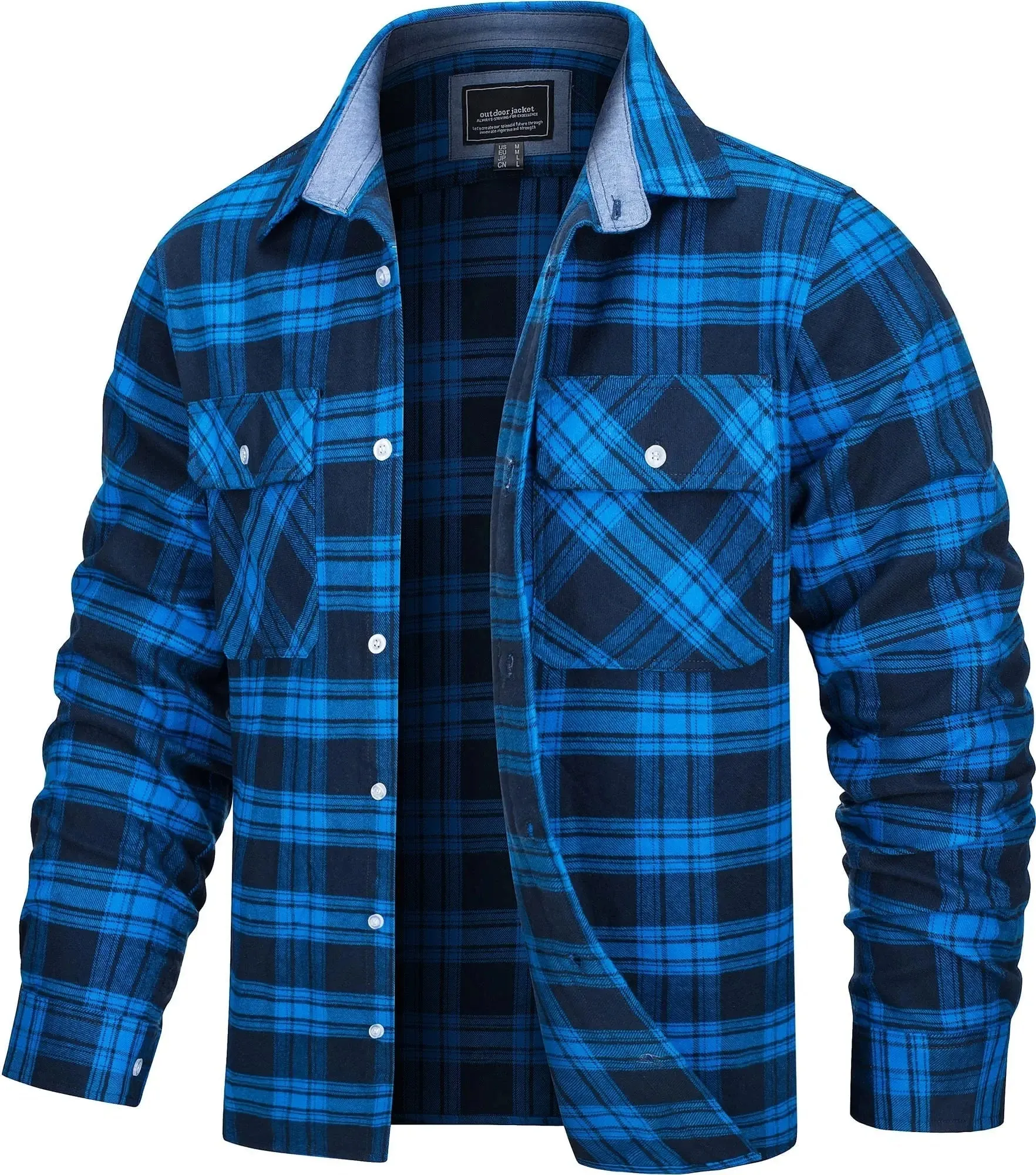 Angelo Ricci™ Button Down Cotton Plaid Flannel Lumberjack Shirt