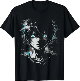 Anime Manga Motif Blue-Eyes Illustration Anime T-Shirt