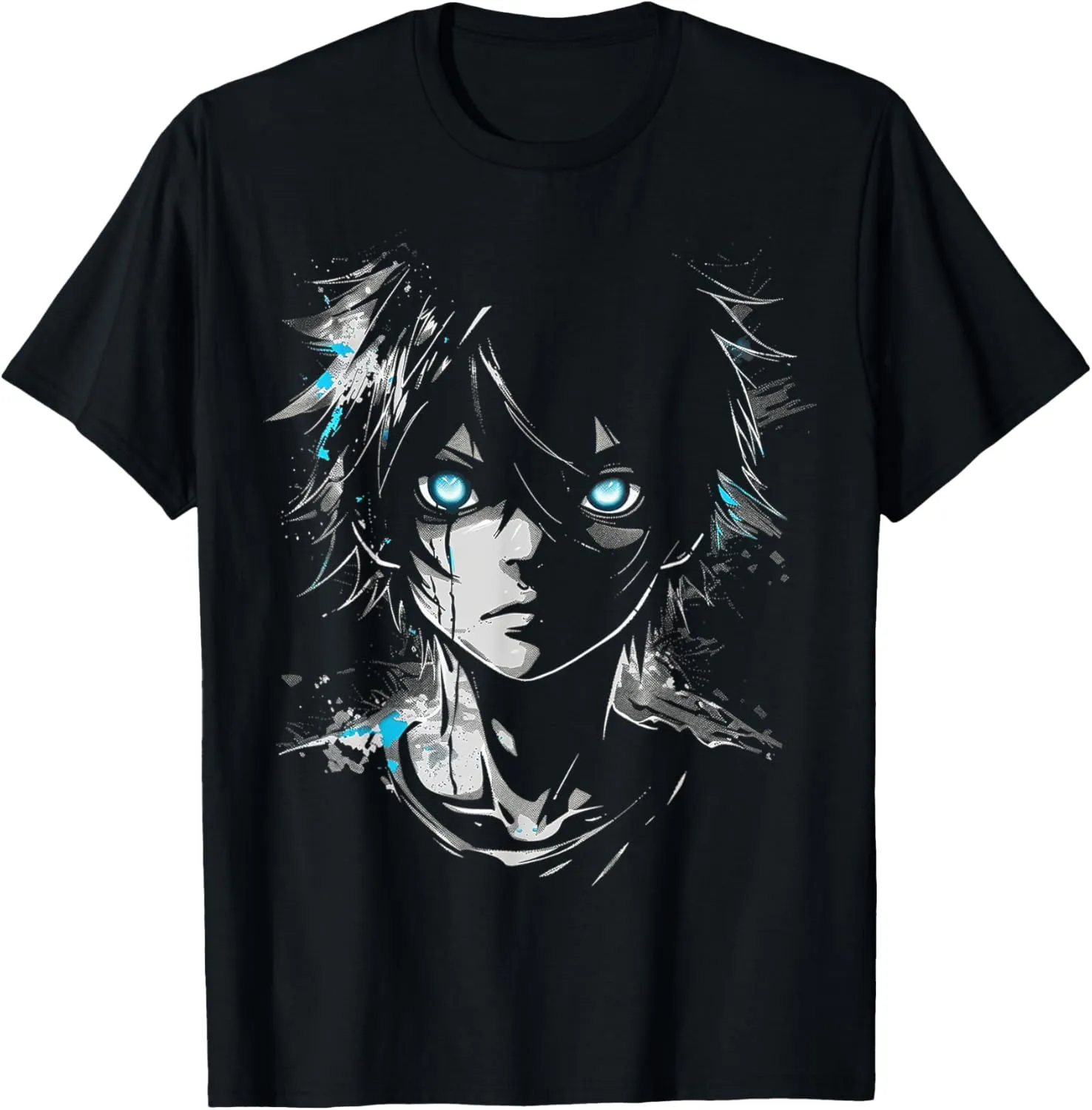 Anime Manga Motif Blue-Eyes Illustration Anime T-Shirt