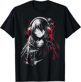 Anime Manga Motif Headphone Artwork Anime T-Shirt
