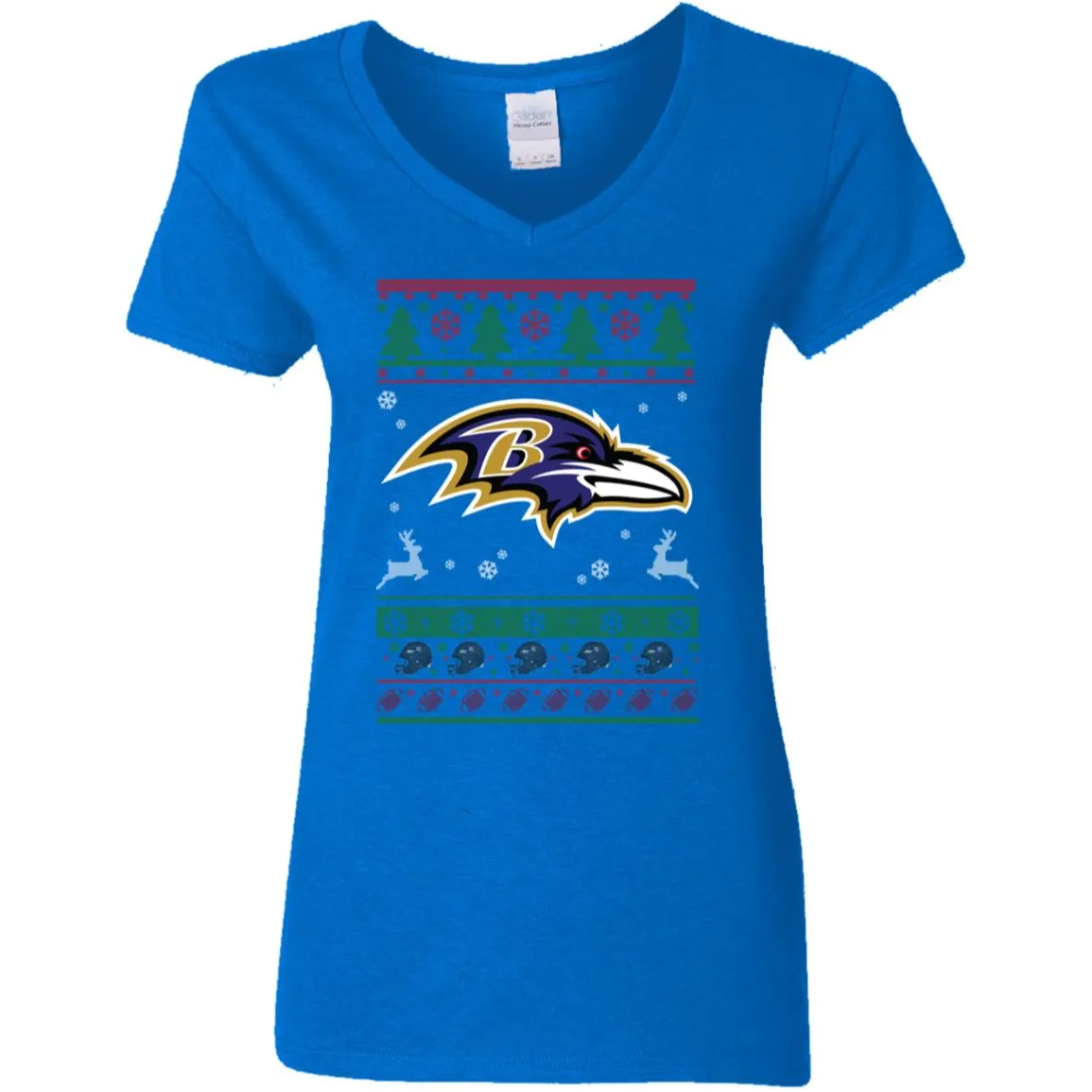 Baltimore Ravens Logo Football Teams Ugly Christmas Sweater Women V-Neck T-Shirt