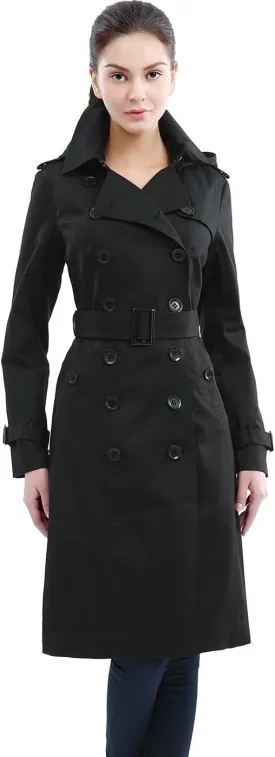 BGSD Women Chloe Waterproof Classic Hooded Long Trench Coat
