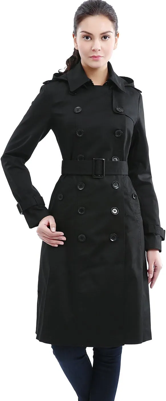 BGSD Women Chloe Waterproof Classic Hooded Long Trench Coat