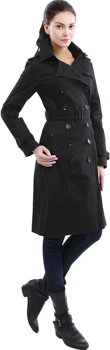 BGSD Women Chloe Waterproof Classic Hooded Long Trench Coat