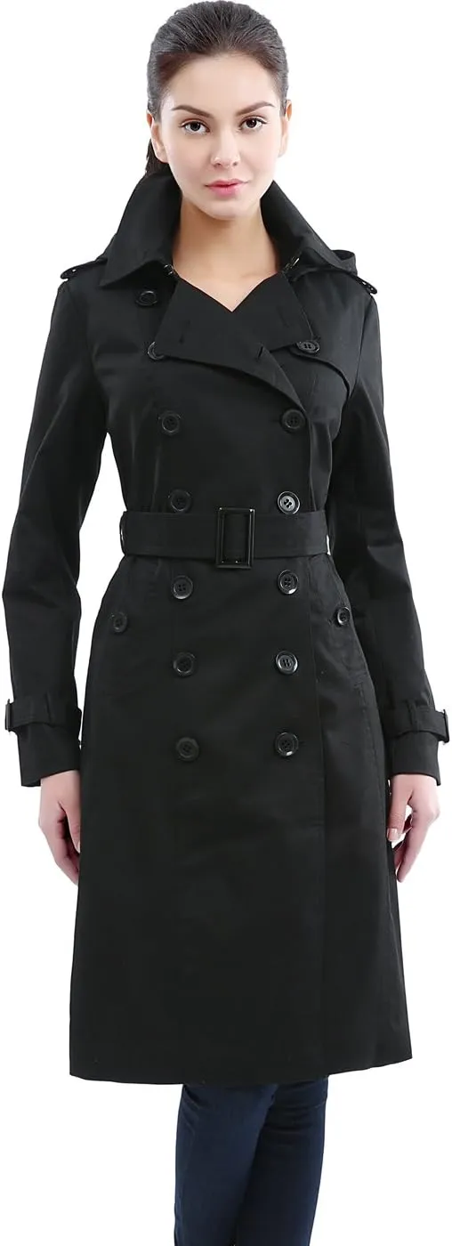 BGSD Women Chloe Waterproof Classic Hooded Long Trench Coat