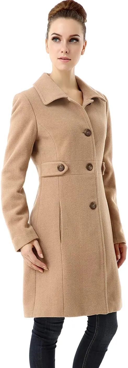 BGSD Women Heather Wool Blend Walking Coat (Also available in Plus Size and Petite)