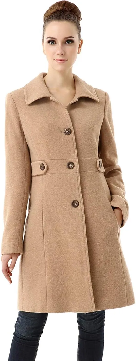 BGSD Women Heather Wool Blend Walking Coat (Also available in Plus Size and Petite)