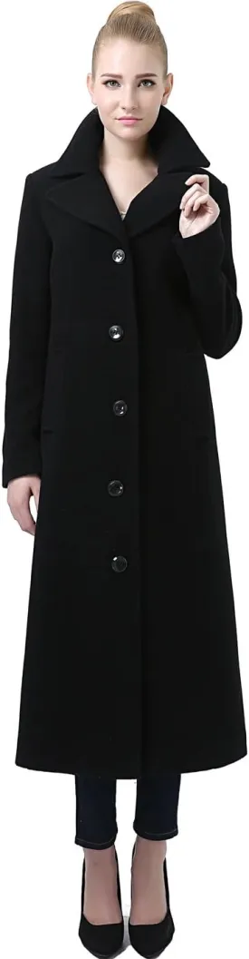 BGSD Women Jeanette Long Wool Blended Single Breasted Maxi Walking Coat (Also available in Plus Size and Petite)