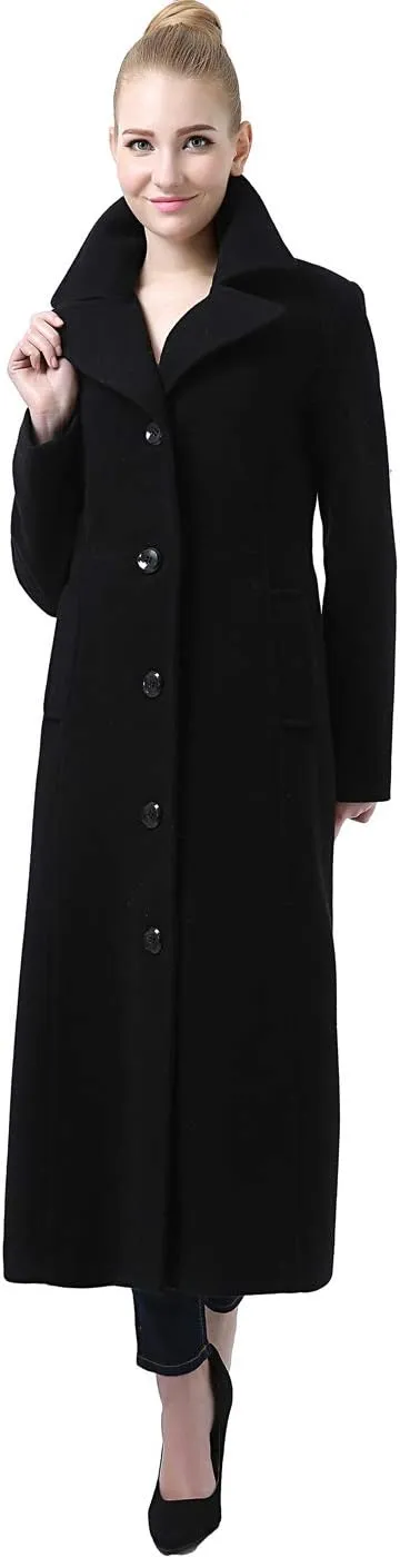 BGSD Women Jeanette Long Wool Blended Single Breasted Maxi Walking Coat (Also available in Plus Size and Petite)