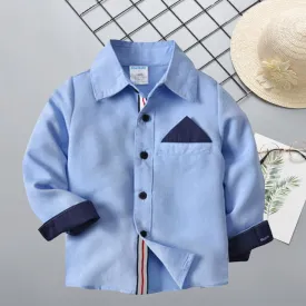 Blue Long Sleeve Fit Plaid Oxford Shirt for Toddler Big Boys