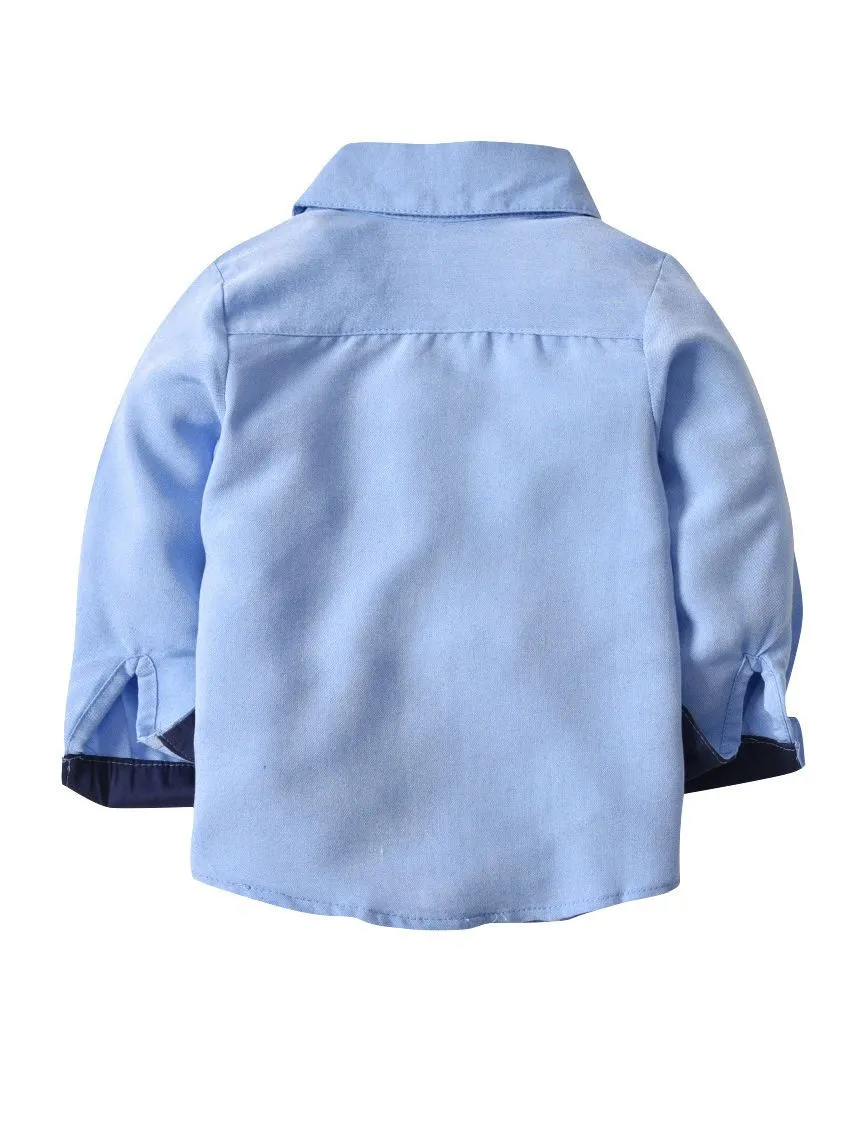 Blue Long Sleeve Fit Plaid Oxford Shirt for Toddler Big Boys