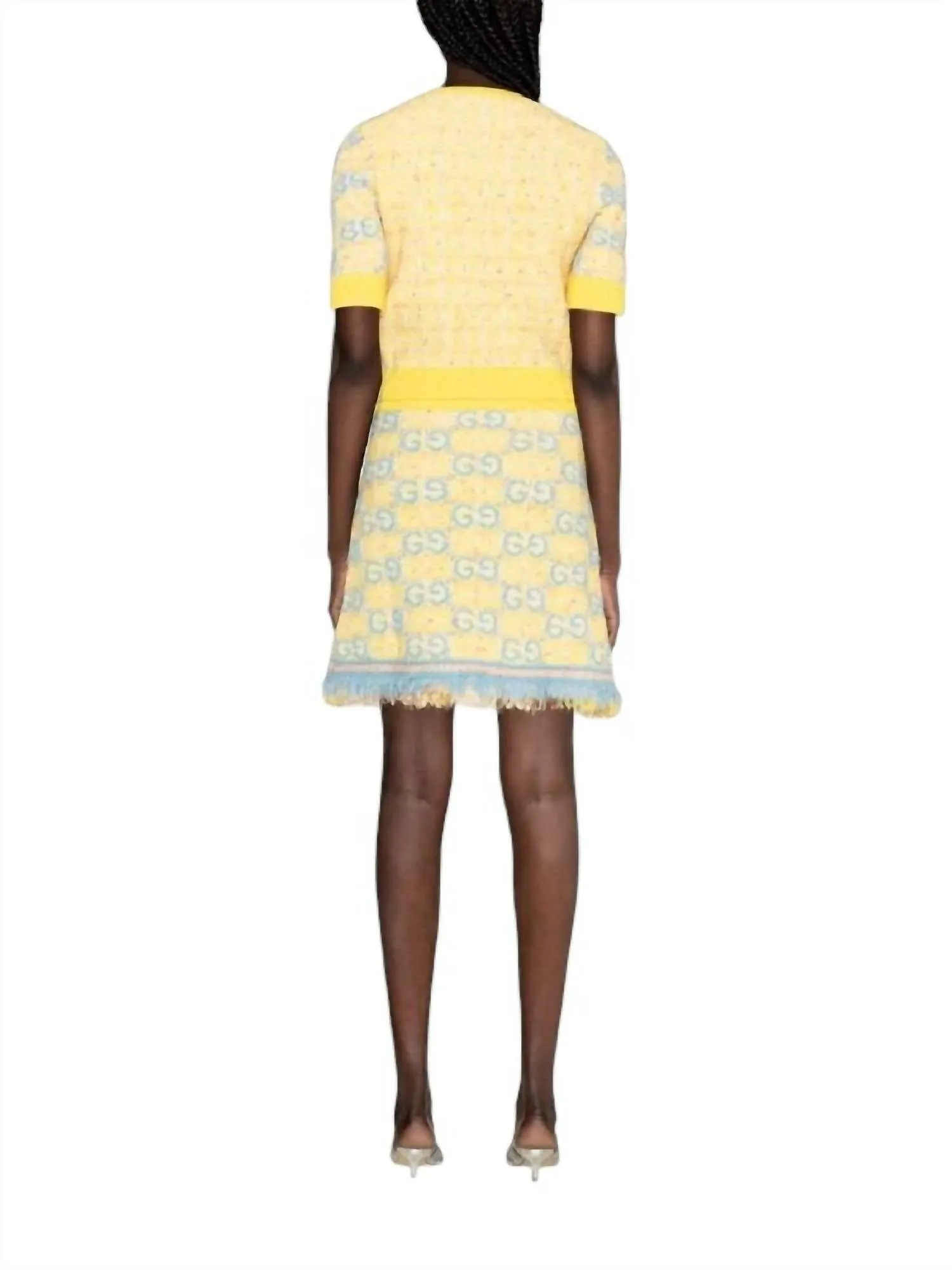 Boucle Mini Skirt In Yellow