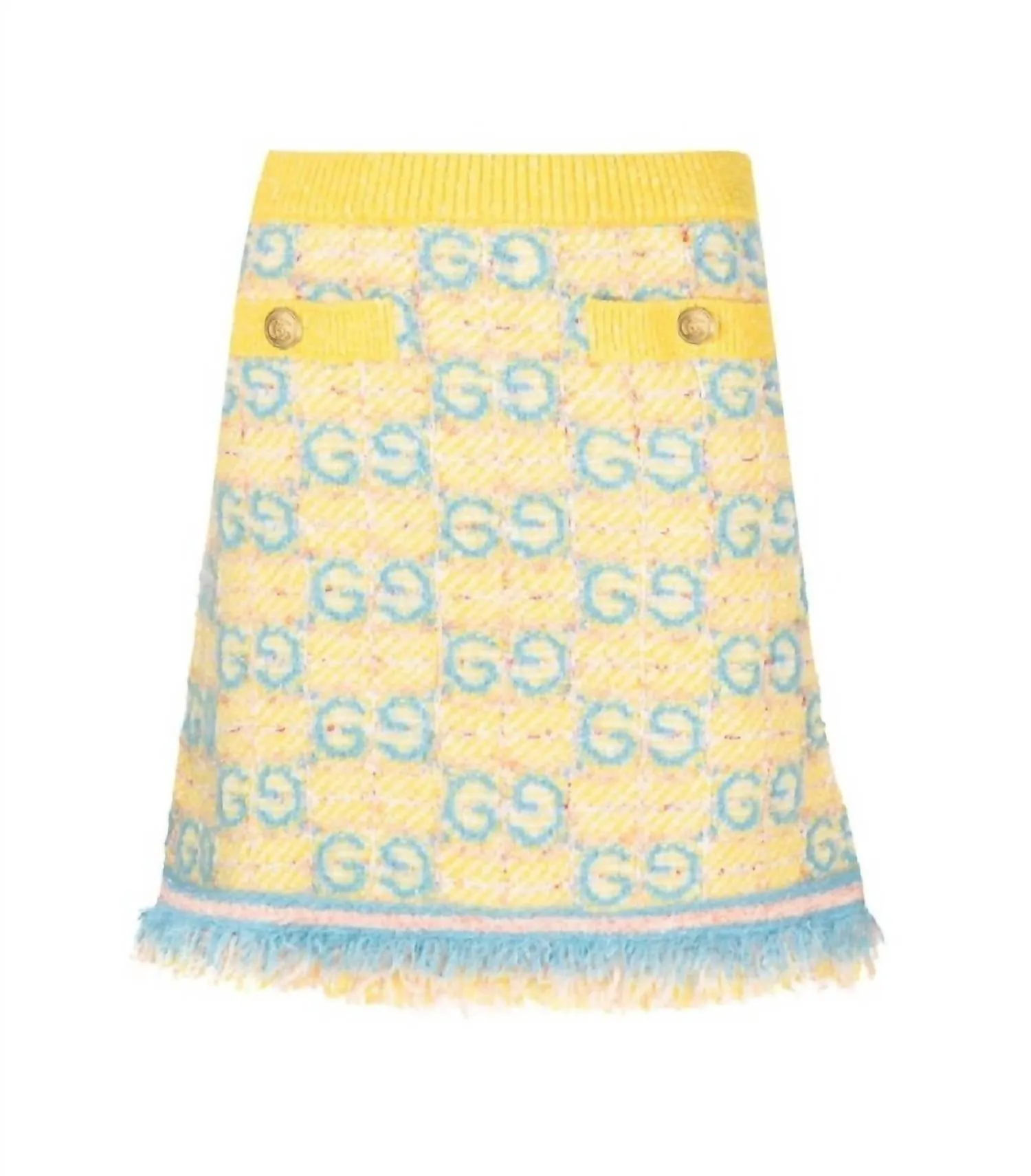 Boucle Mini Skirt In Yellow