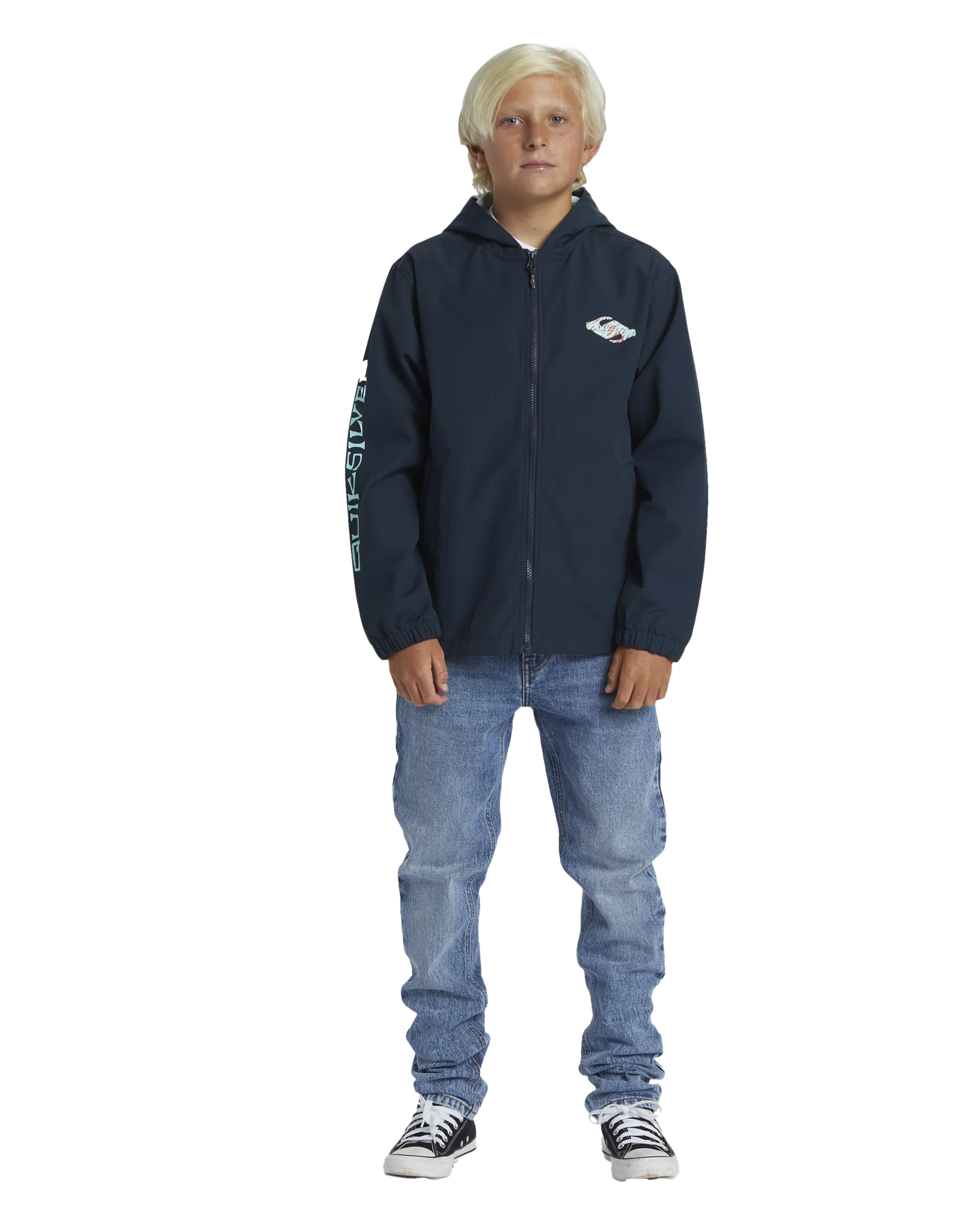 Boys Rain Cloud Hooded Coach Jacket in Dark Navy