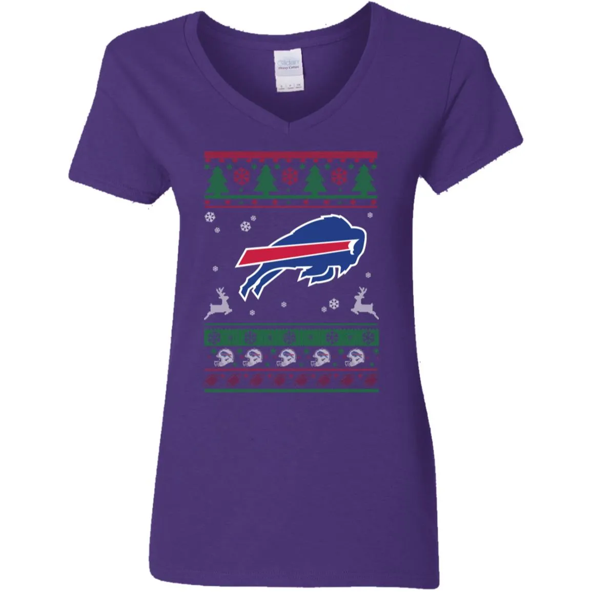 Buffalo Bills Logo Football Teams Ugly Christmas Sweater Women V-Neck T-Shirt
