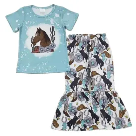 Cactus Horse - Western Bell Bottom Outfit Kids Girls