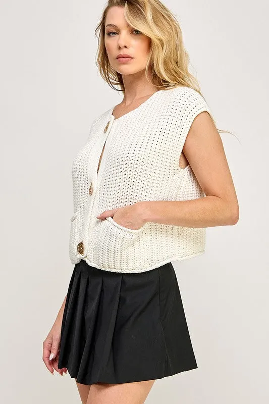 Casual Chunky Knit Sweater Vest Top