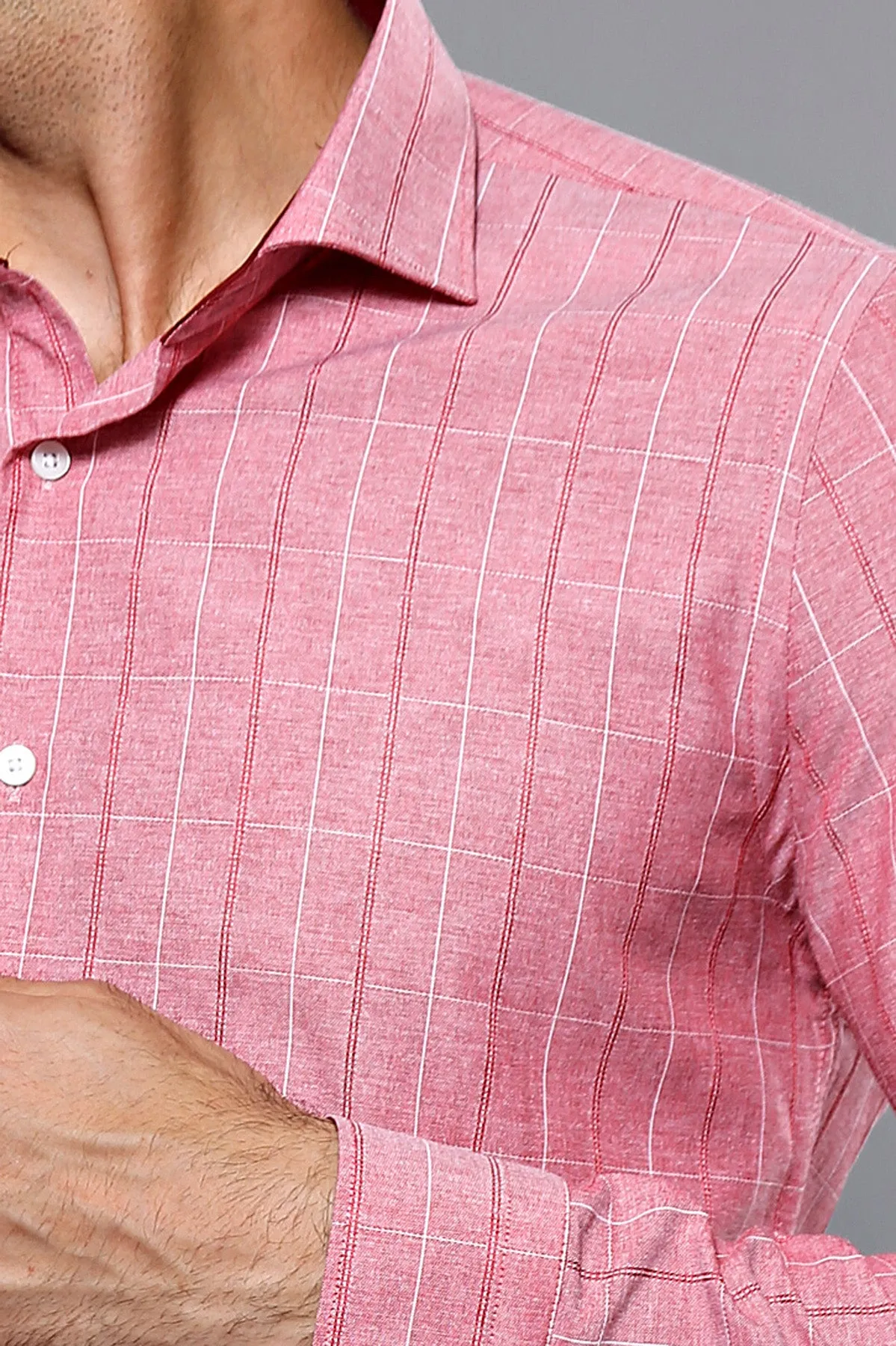 Checked Light Burgundy Men's Shirt | Wessi