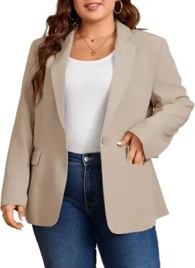 Cicy Bell Womens Plus Size Casual Blazers Lapel Long Sleeve Work Office Suit Jackets Open Front Curvy Blazers