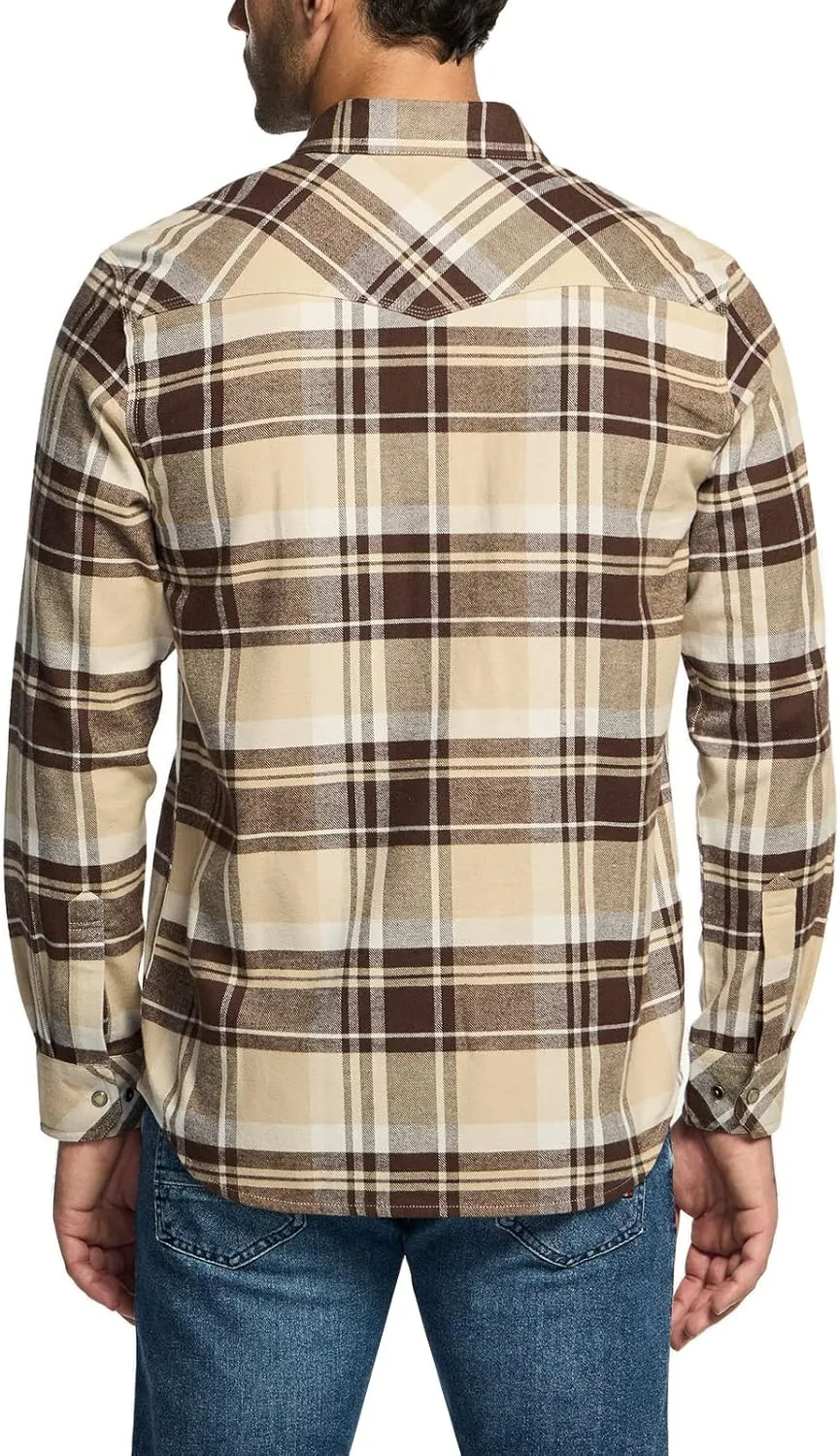 CQR Men's 100% Cotton Plaid Flannel Shirt, Long Sleeve Shirt Jackets, Casual Outdoor Jacket with Pockets