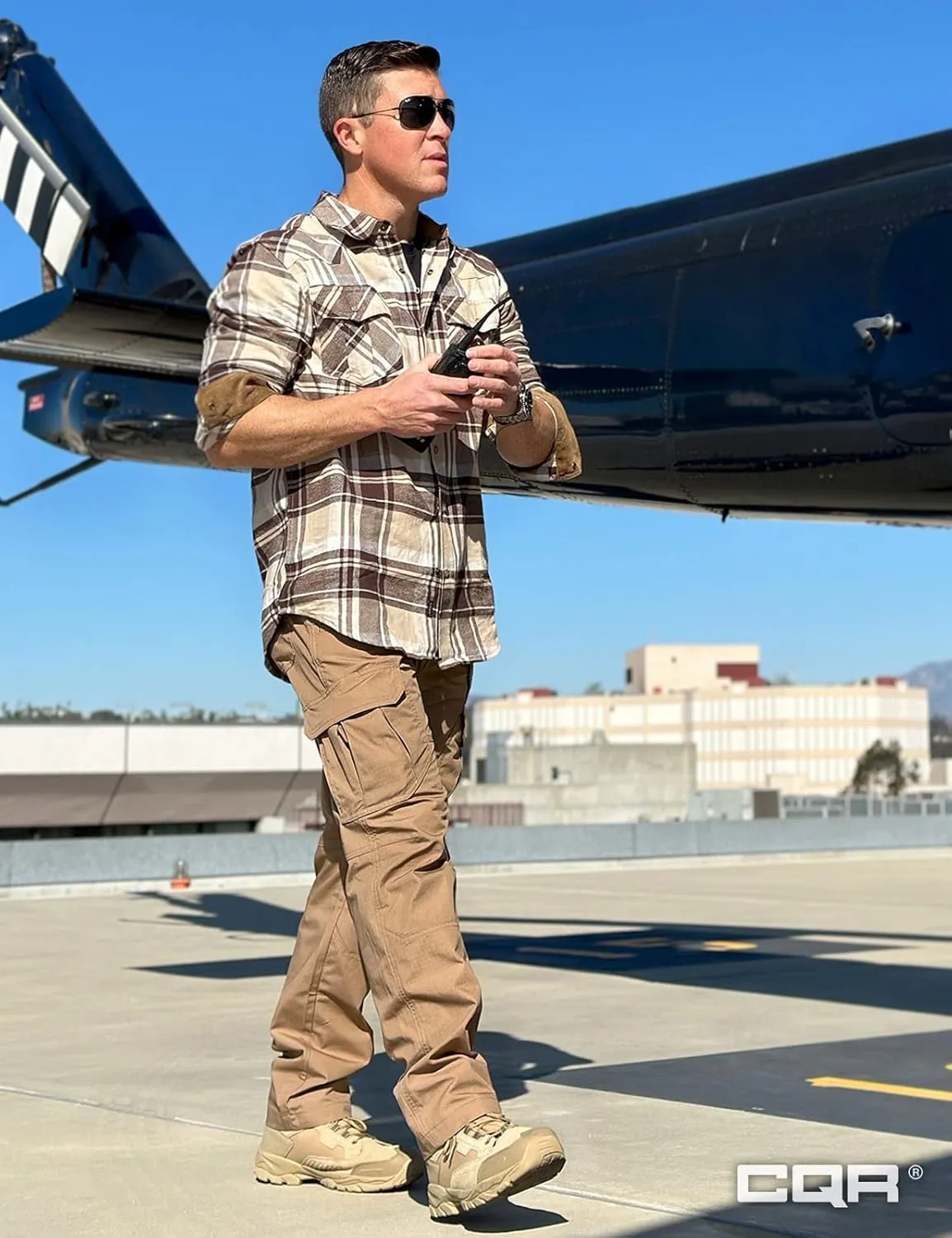 CQR Men's 100% Cotton Plaid Flannel Shirt, Long Sleeve Shirt Jackets, Casual Outdoor Jacket with Pockets