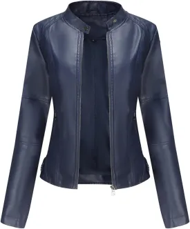 DEAR MODEL Faux Leather Jacket Women Bomber Jacket Women's Belted Motorcycle Jacket