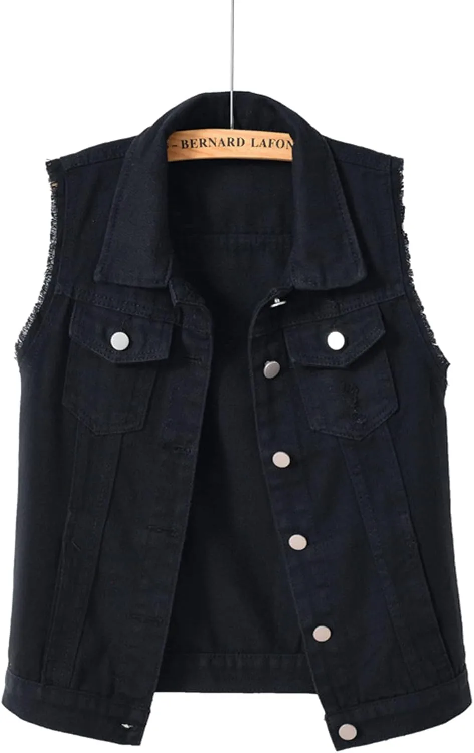 Denim Jacket for Women Casual Lapel Collar Sleeveless Denim Blazer Plus Size Cute Frayed Cropped Vest Top