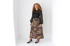 Divine 70s Organza Blouson Sleeve Psychedelic Party Dress