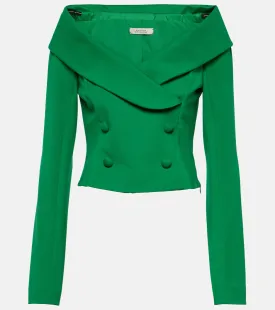 Dorothee Schumacher Off Shoulder Double Breasted Jumpsuit, Green