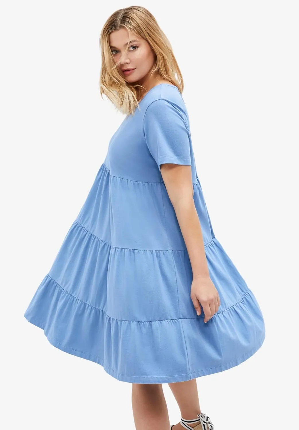 ellos Plus Size Tiered Knit Tee Dress