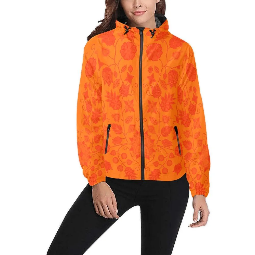Floral Beadwork Real Orange Feather Directions Unisex Windbreaker