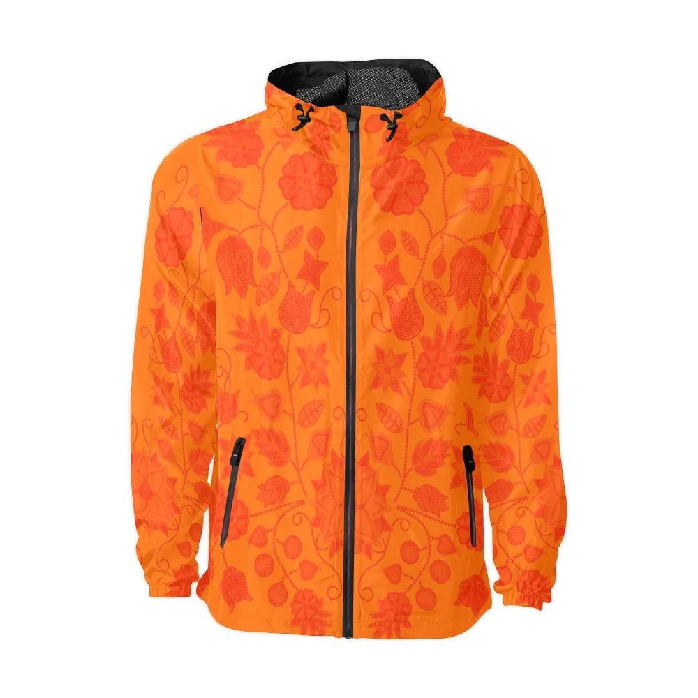 Floral Beadwork Real Orange Feather Directions Unisex Windbreaker