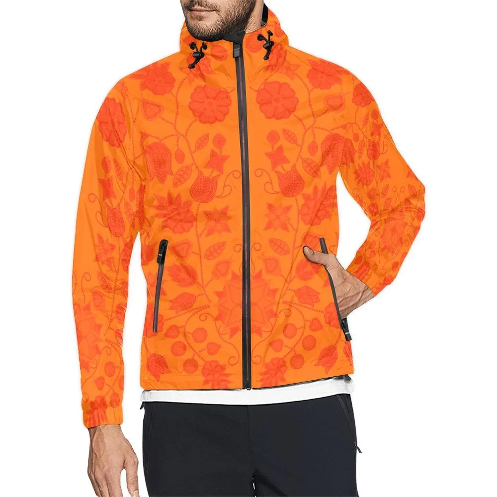 Floral Beadwork Real Orange Feather Directions Unisex Windbreaker