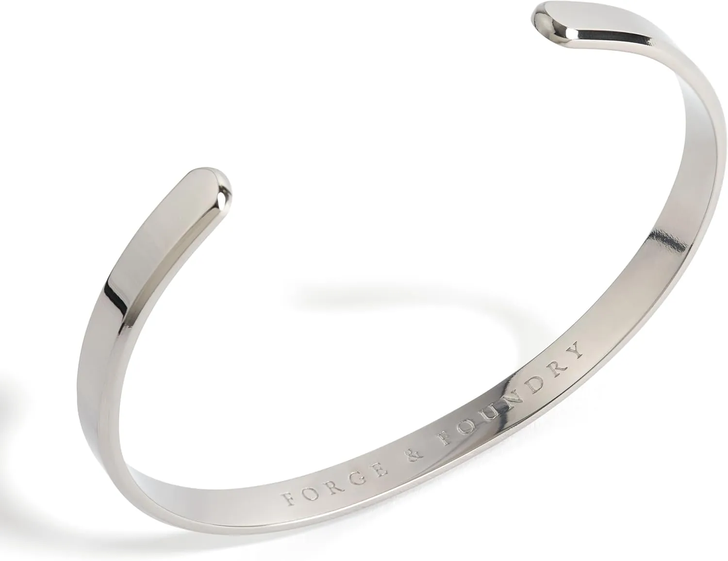 Forge & Foundry Men's Minimalist Titanium Cuff Bracelet | Versitile Unisize Waterproof | Design-Led Artisan Jewelry, from London (Polished)