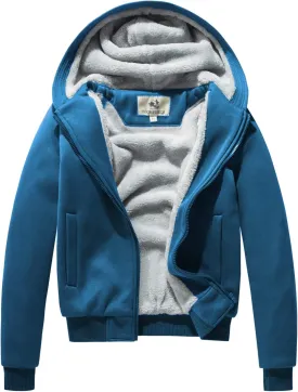 FOURSTEEDS Hooded Faux Fleece Lining Jacket for Women Winter Sherpa Lined Thick Warm Thermal Hoodies Coat
