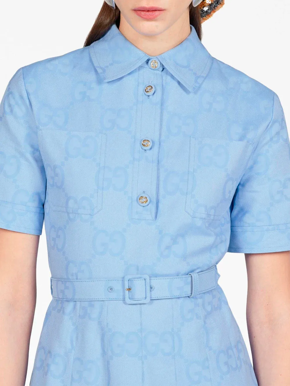 GG jumbo jacquard print shirt dress