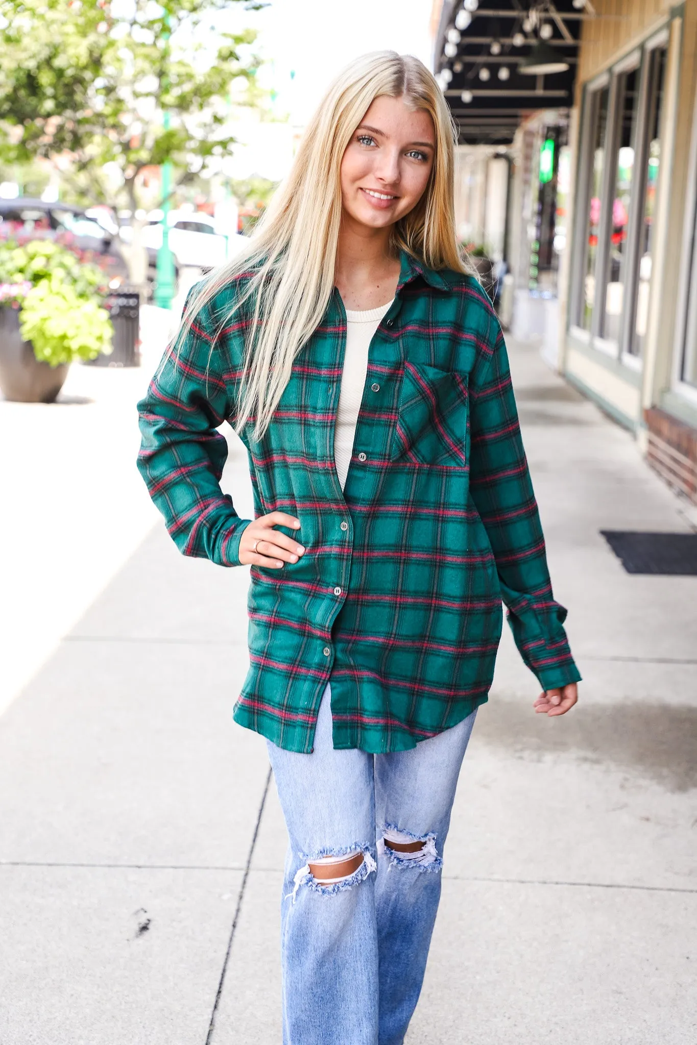 Green Mari Plaid Shirt